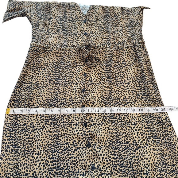 Emerson Fry May Dress Little Cheetah 100% Silk Midi Dress Long Sleeve Medium M - Picture 14 of 15